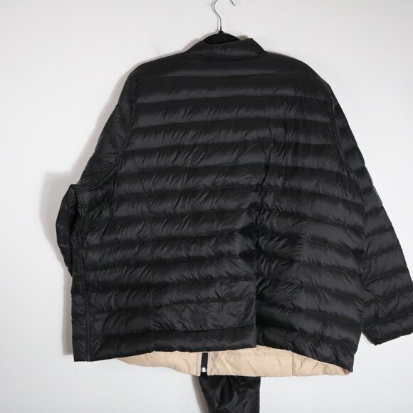 Lands End Reversible Puffer Coat Womens 3X 800 Fill Down Black Beige Neutral - Picture 8 of 8